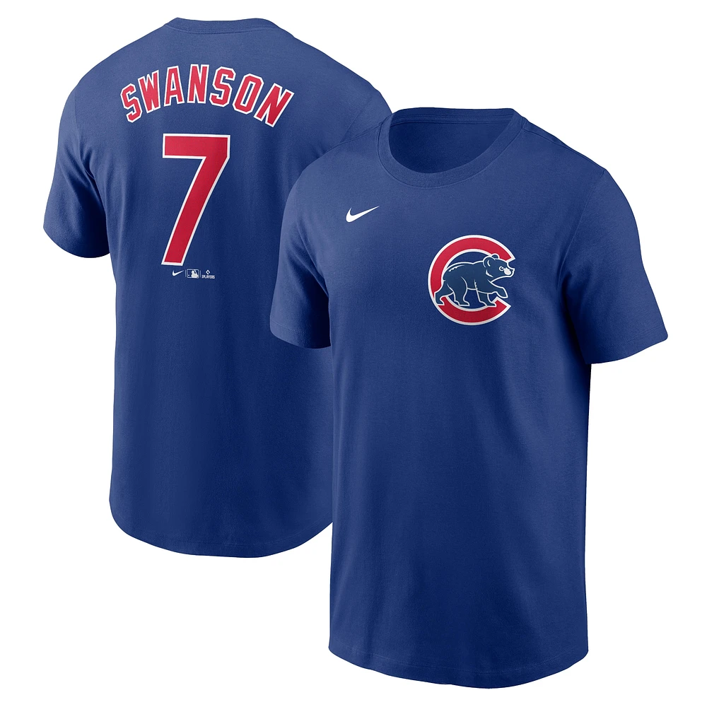 T-shirt avec nom et numéro Nike Dansby Swanson Royal Chicago Cubs Fuse pour homme