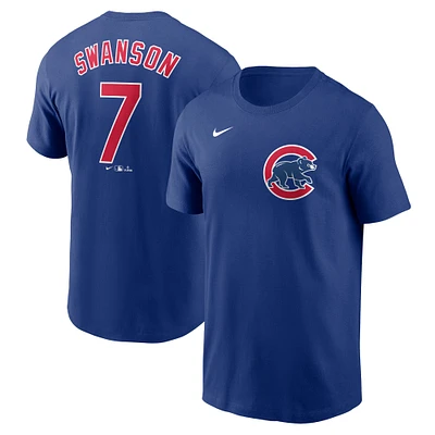 T-shirt avec nom et numéro Nike Dansby Swanson Royal Chicago Cubs Fuse pour homme