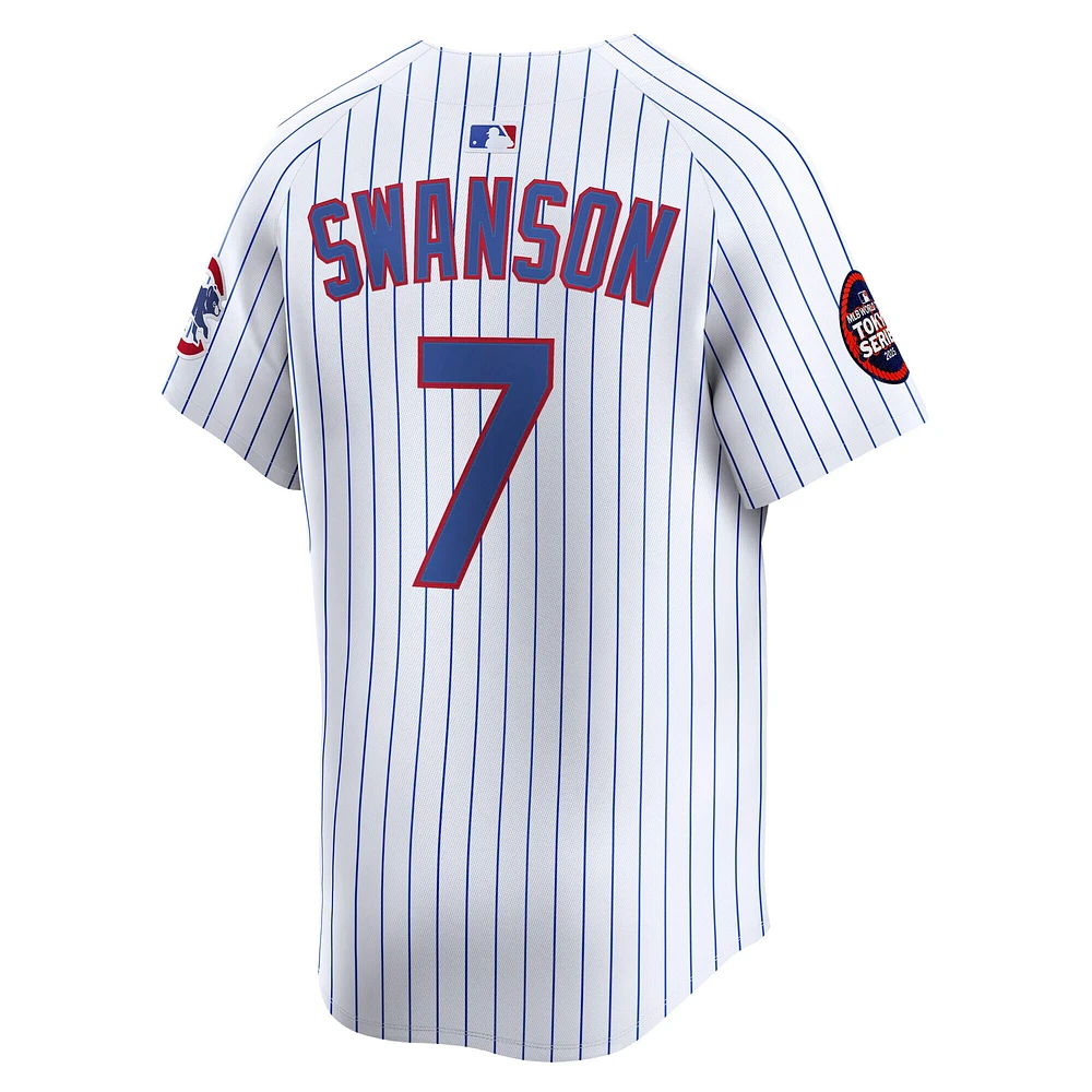 Maillot de joueur à domicile Nike Dansby Swanson blanc Chicago Cubs 2025 MLB World Tour : Tokyo Series pour homme