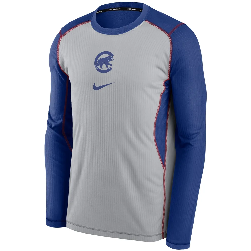 Sweat-shirt à enfiler Nike gris/Royal Chicago Cubs Authentic Collection Game Performance pour hommes