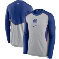 Sweat-shirt à enfiler Nike gris/Royal Chicago Cubs Authentic Collection Game Performance pour hommes