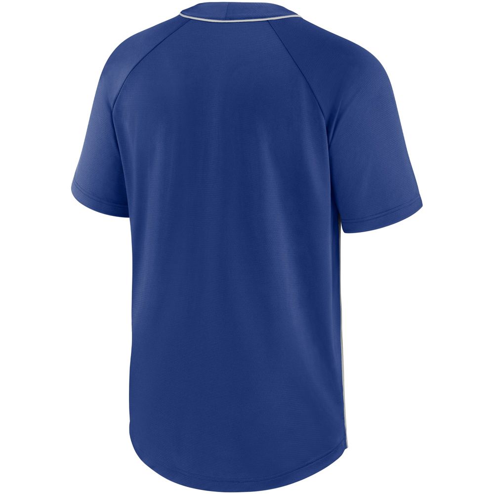 Men's Nike Gray/Royal Chicago Cubs Performance Raglan - Henley T-Shirt