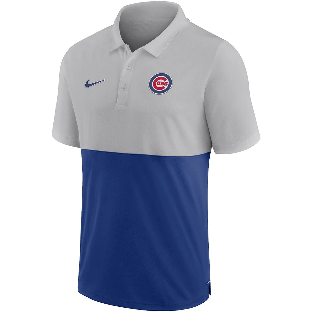Men's Nike Gray/Royal Chicago Cubs Team Baseline Performance - Polo