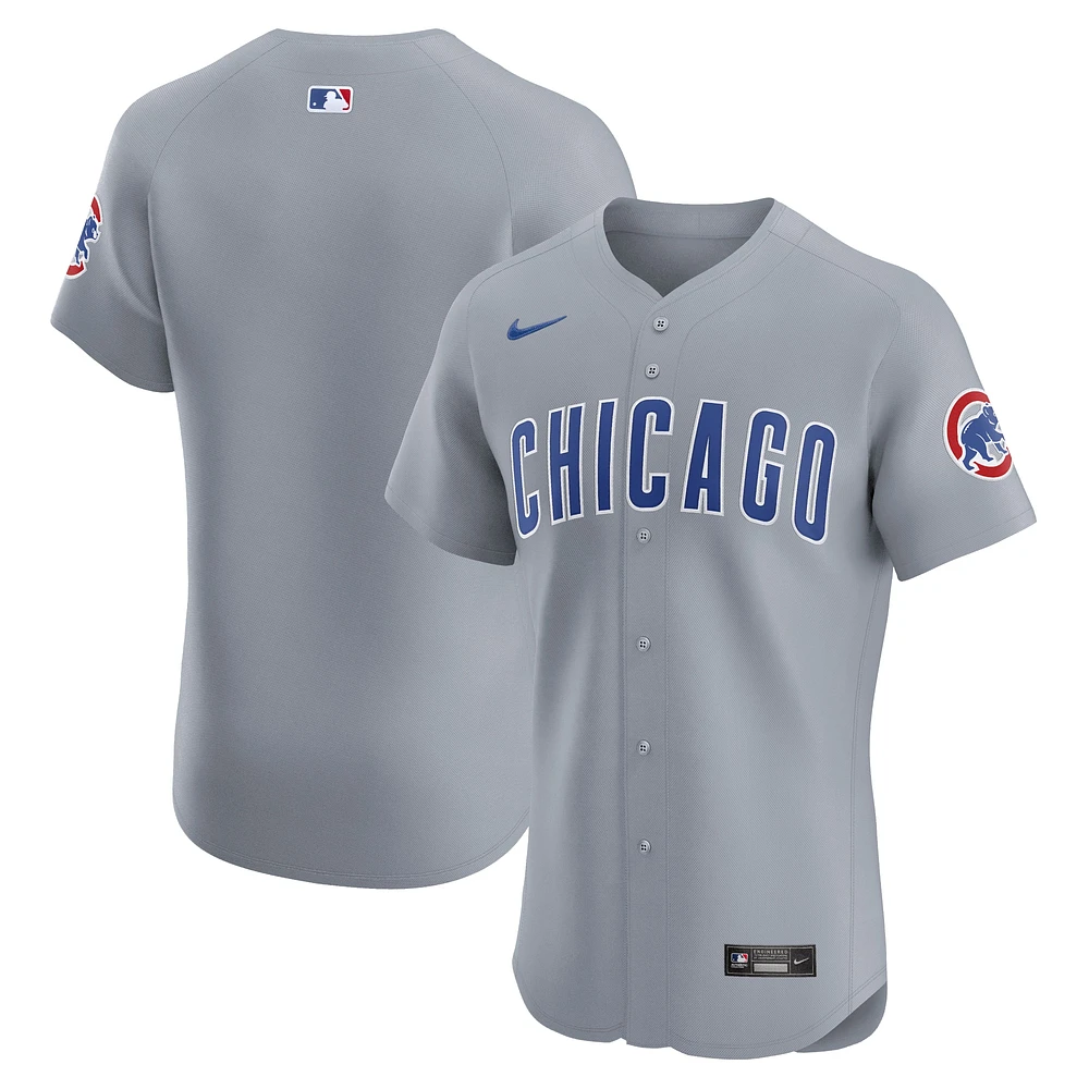 Maillot Nike gris Chicago Cubs Road Vapor Premier Elite Patch pour homme