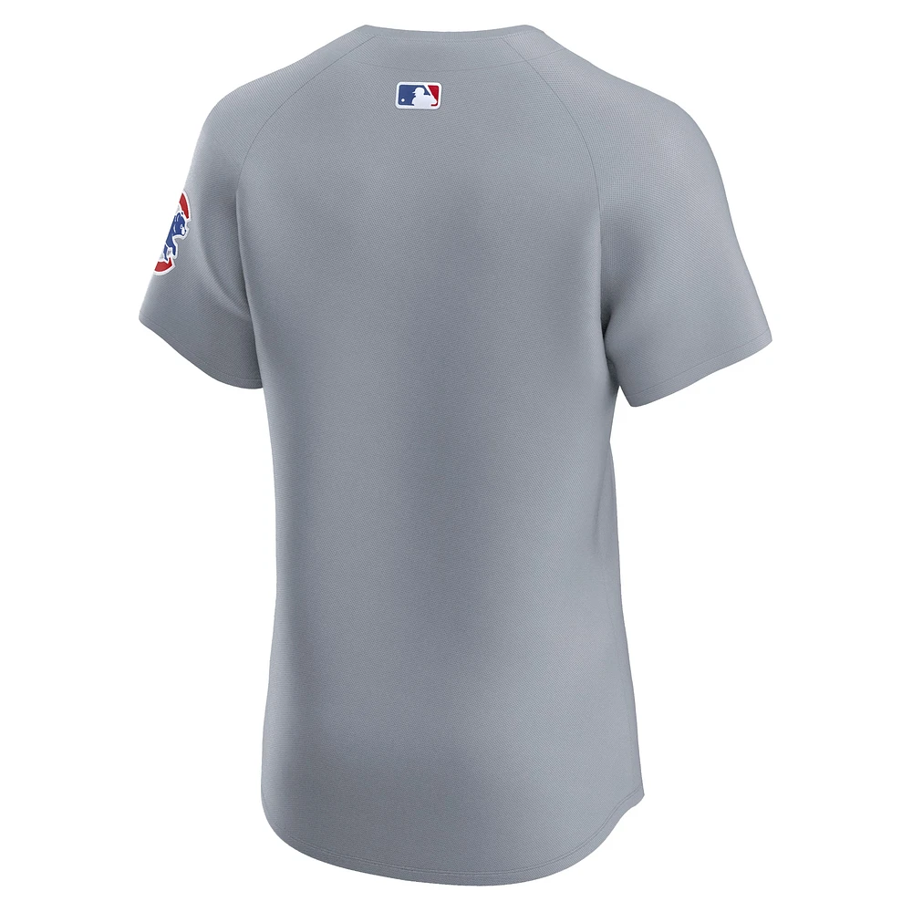 Maillot Nike gris Chicago Cubs Road Vapor Premier Elite Patch pour homme