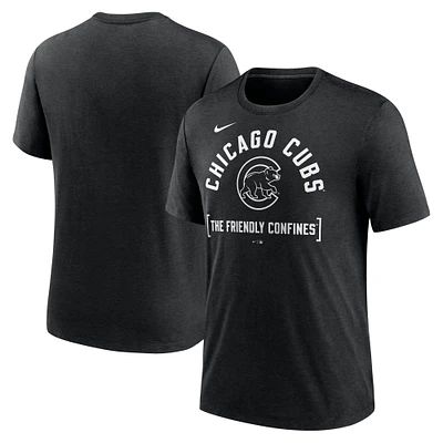 T-shirt Nike Heather Black Chicago Cubs Swing Big Tri-Blend pour homme