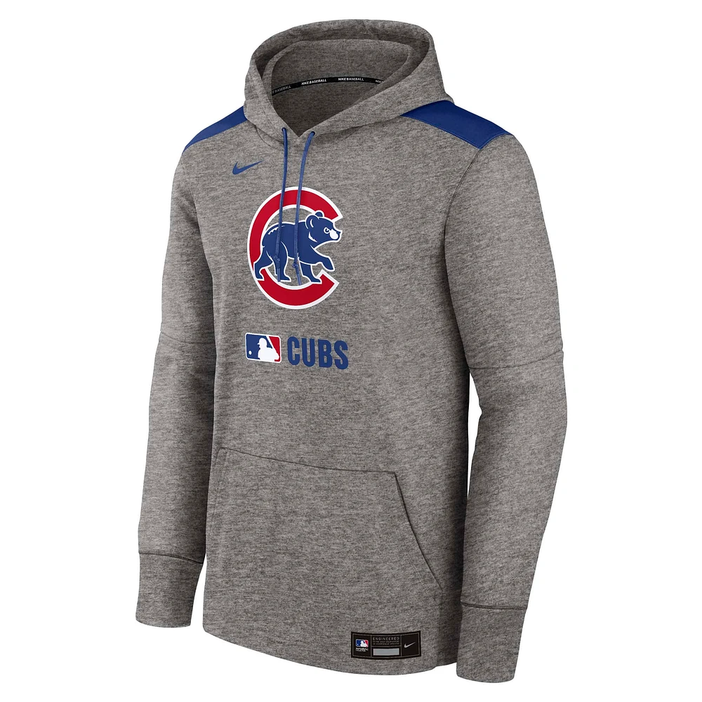 Men's Nike Heather Charcoal Chicago Cubs Authentic Collection Performance Pullover Hoodie