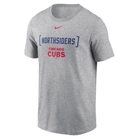 T-shirt Nike gris chiné pour homme avec phrase de l'équipe des Chicago Cubs