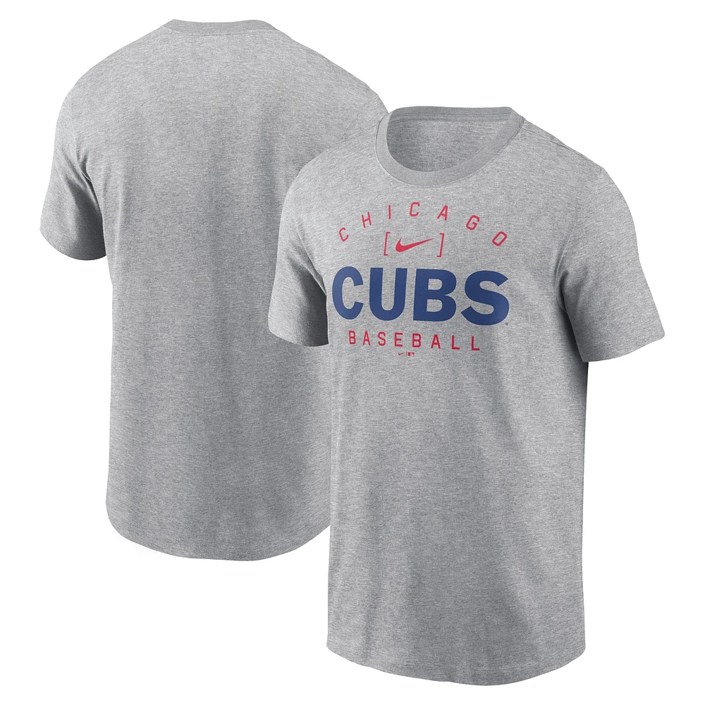 T-shirt Nike gris chiné Chicago Cubs Home Team Athletic Arch pour homme