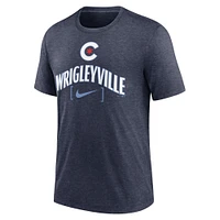 T-shirt tri-mélange Nike City Connect des Chicago Cubs pour homme, bleu marine chiné