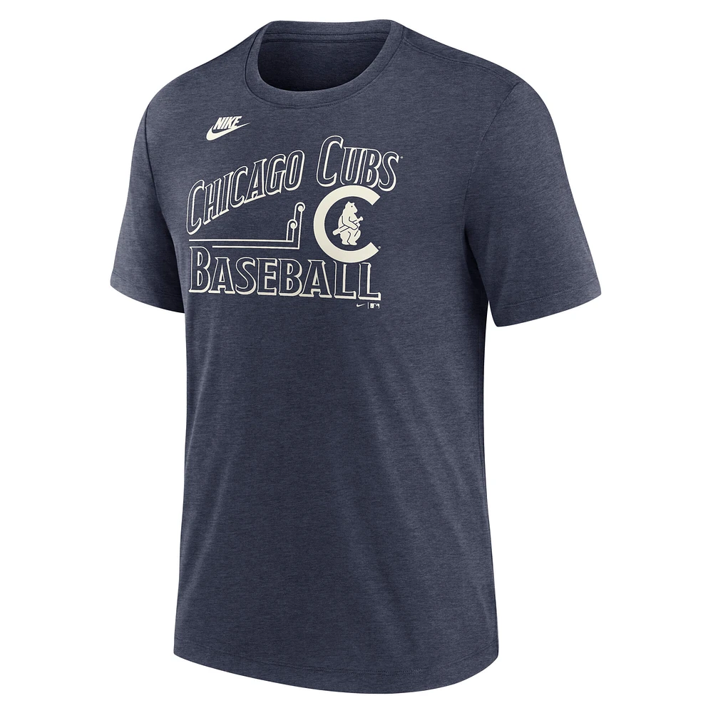 Men's Nike Heather Navy Chicago Cubs Local Hometown Tri-Blend T-Shirt