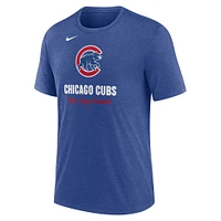 Men's Nike Heather Royal Chicago Cubs Logo Tri-Blend T-Shirt