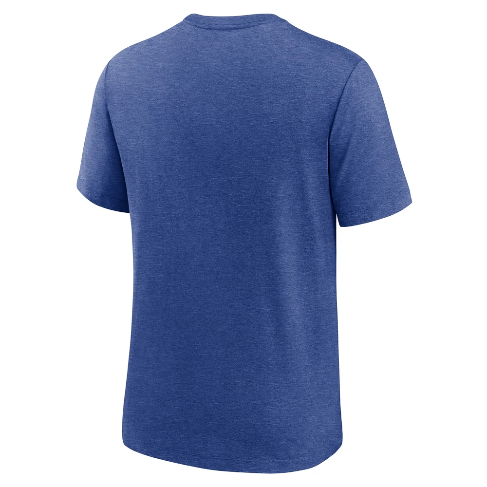 T-shirt à trois mélanges Nike Heather Royal Chicago Cubs Rewind Review Slash pour homme