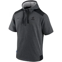 Men's Nike Heathered Charcoal Chicago Cubs Authentic Collection Flux Performance - Quarter-Zip Short Sleeve Hoodie