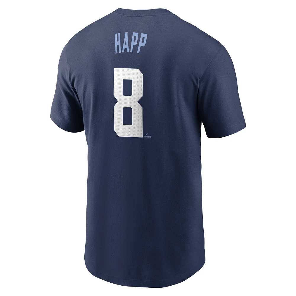 T-shirt avec nom et numéro Nike Ian Happ pour hommes, bleu marine, Chicago Cubs City Connect Fuse