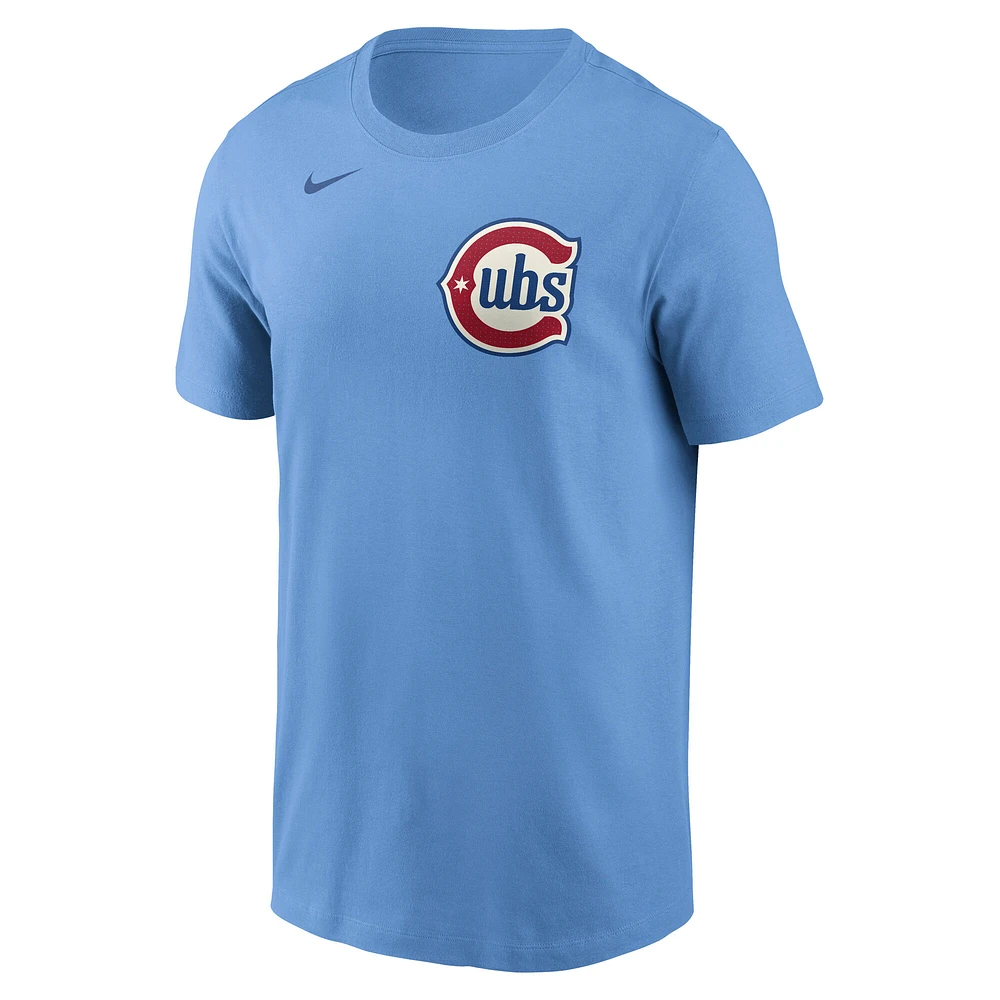 Men's Nike Ian Happ Baby Blue Chicago Cubs  Fuse Name & Number T-Shirt