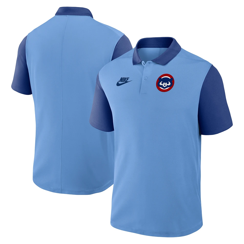 Polo Nike Performance Victory bleu clair/bleu royal pour homme, collection Cooperstown, Chicago Cubs