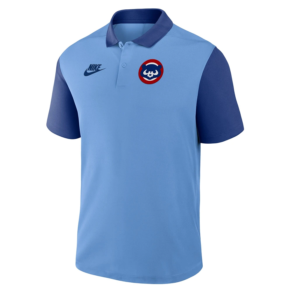 Polo Nike Performance Victory bleu clair/bleu royal pour homme, collection Cooperstown, Chicago Cubs