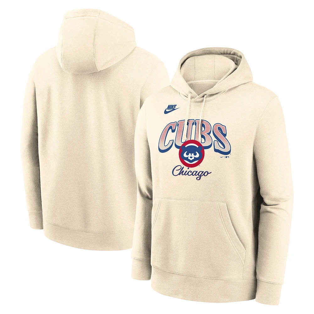 Men's Nike  Natural Chicago Cubs Cooperstown Collection Club Fleece Pullover Hoodie