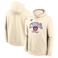 Men's Nike  Natural Chicago Cubs Cooperstown Collection Club Fleece Pullover Hoodie