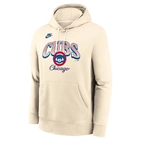Men's Nike  Natural Chicago Cubs Cooperstown Collection Club Fleece Pullover Hoodie