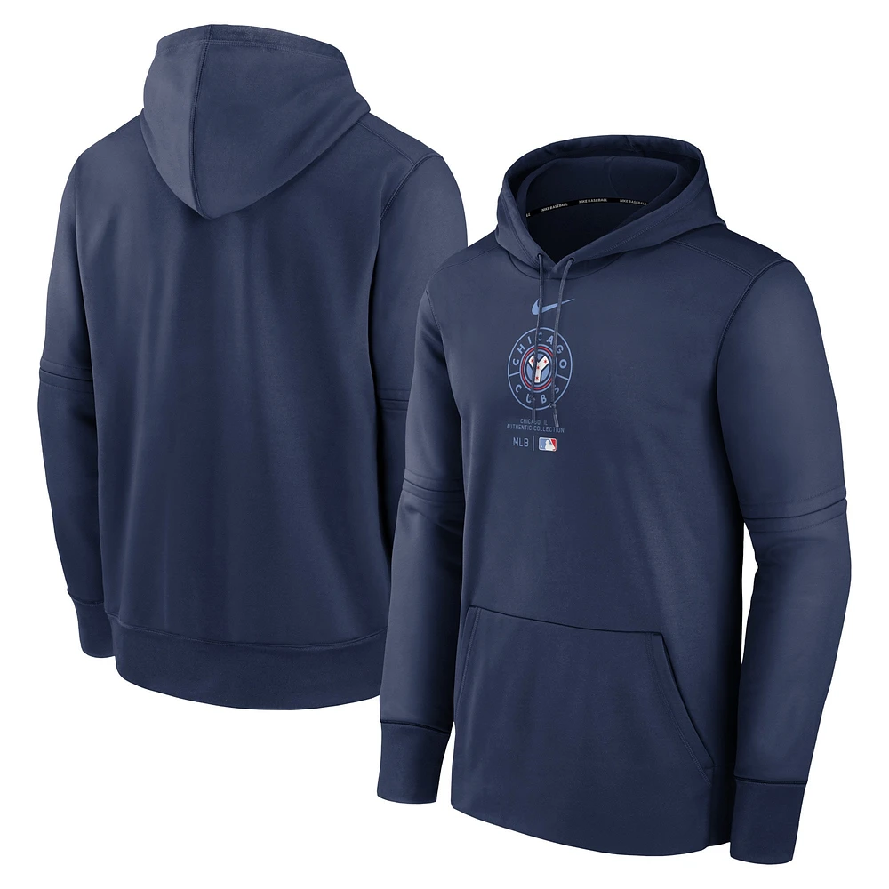 Sweat à capuche Nike bleu marine Chicago Cubs City Connect Practice Performance pour homme