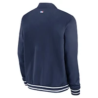 Blouson aviateur entièrement zippé Nike pour homme, Chicago Cubs City Connect Authentic Collection Game Time, bleu marine