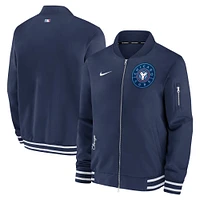 Blouson aviateur entièrement zippé Nike pour homme, Chicago Cubs City Connect Authentic Collection Game Time, bleu marine