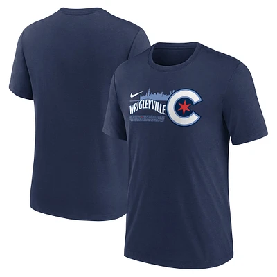 T-shirt à trois mélanges Nike Chicago Cubs City Connect pour homme, bleu marine