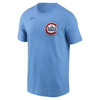 Men's Nike Nico Hoerner Baby Blue Chicago Cubs  Fuse Name & Number T-Shirt