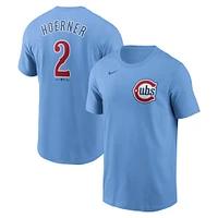 Men's Nike Nico Hoerner Baby Blue Chicago Cubs  Fuse Name & Number T-Shirt