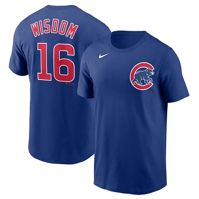 T-shirt avec nom et numéro de joueur Nike Patrick Wisdom Royal Chicago Cubs pour homme