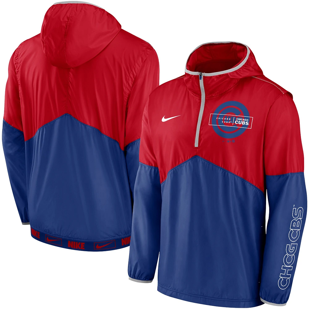 Men's Nike Red/Royal Chicago Cubs Overview - Half-Zip Hoodie Jacket
