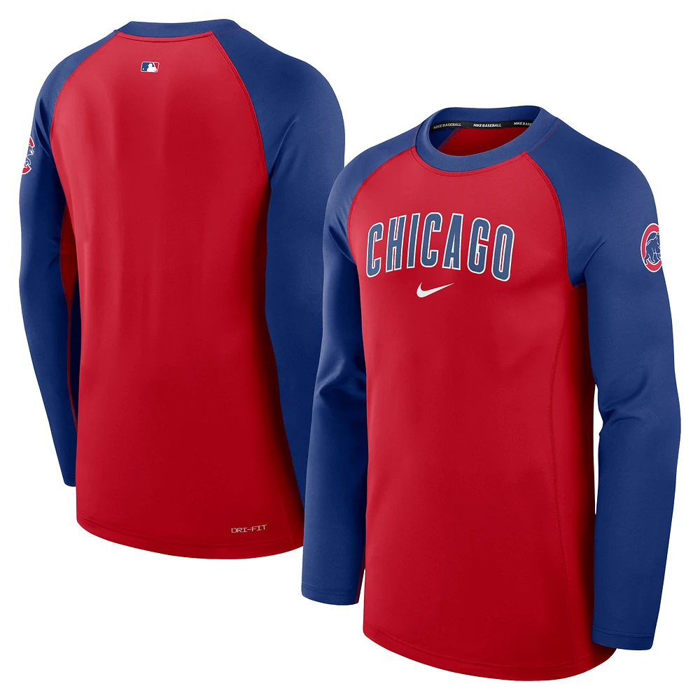 T-shirt à manches longues Nike rouge Chicago Cubs Authentic Collection Game Time Raglan Performance pour homme