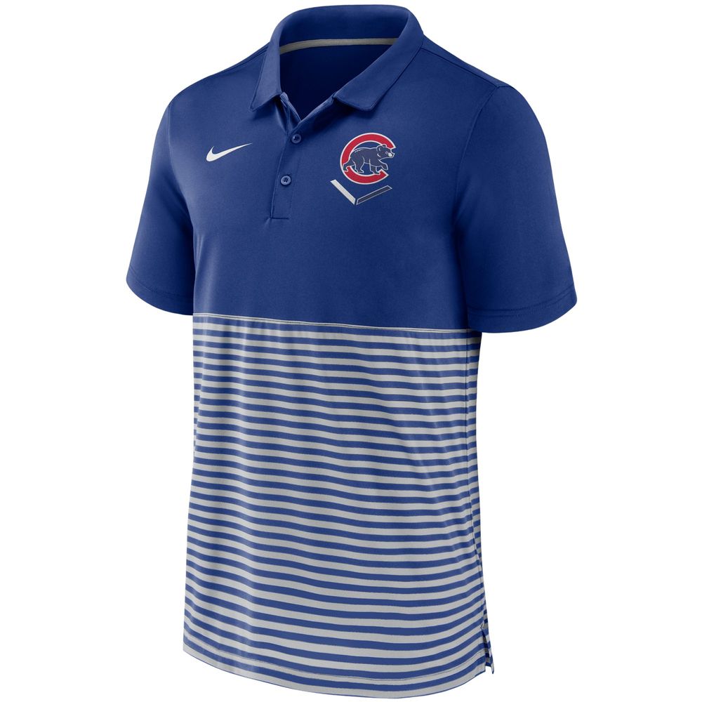 Men's Nike Royal/Gray Chicago Cubs Home Plate Striped Polo