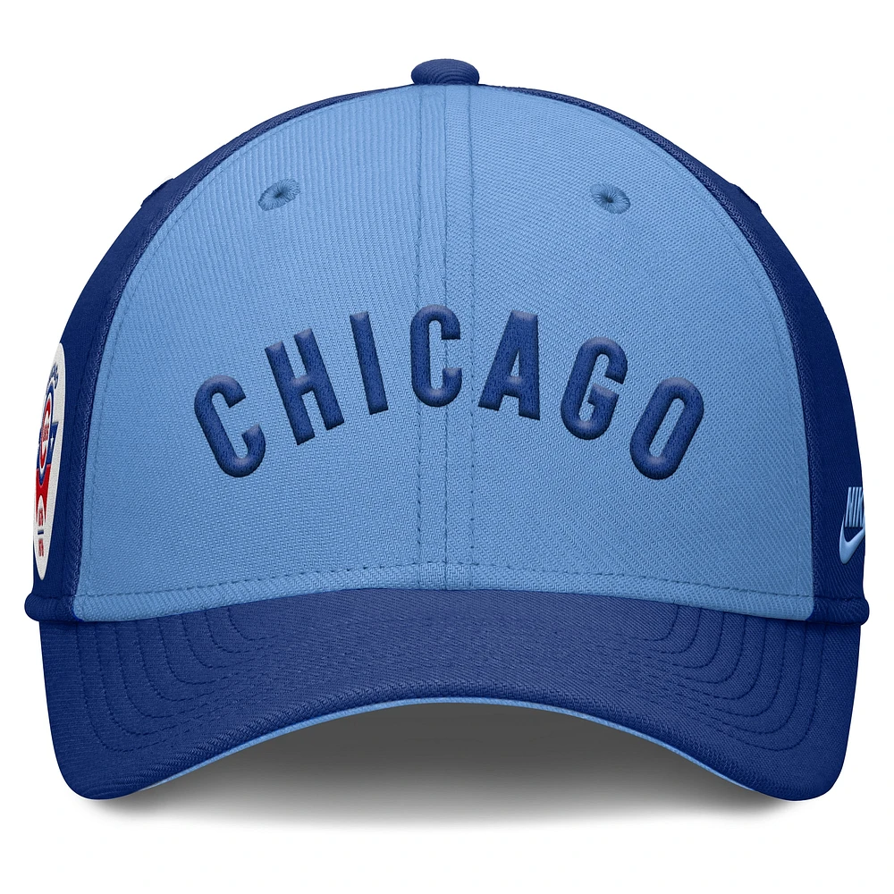 Casquette Nike Performance Flex Rise Swoosh pour homme Chicago Cubs bleu royal/bleu clair