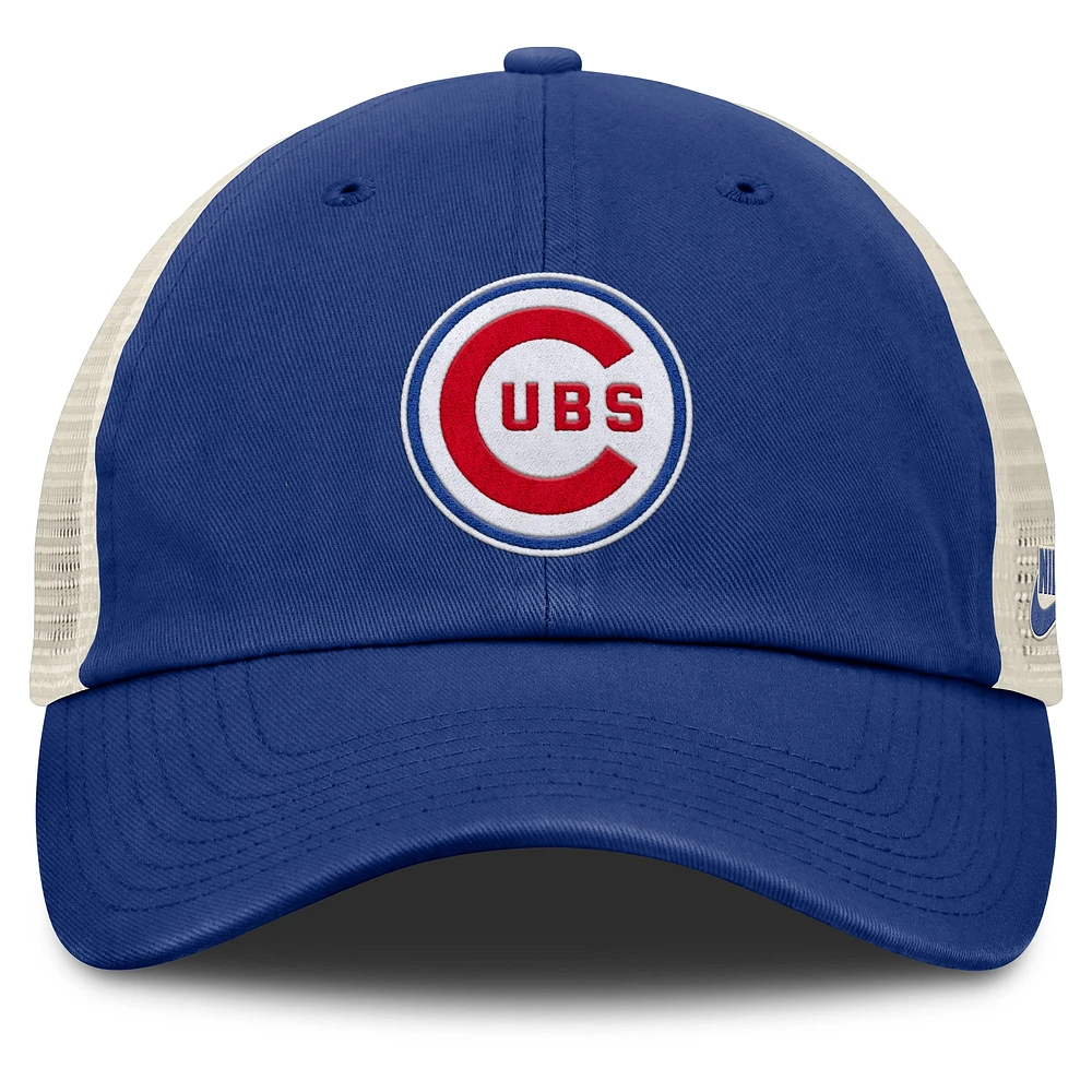 Casquette ajustable Nike Royal/Natural Chicago Cubs Cooperstown Collection Club Trucker pour homme