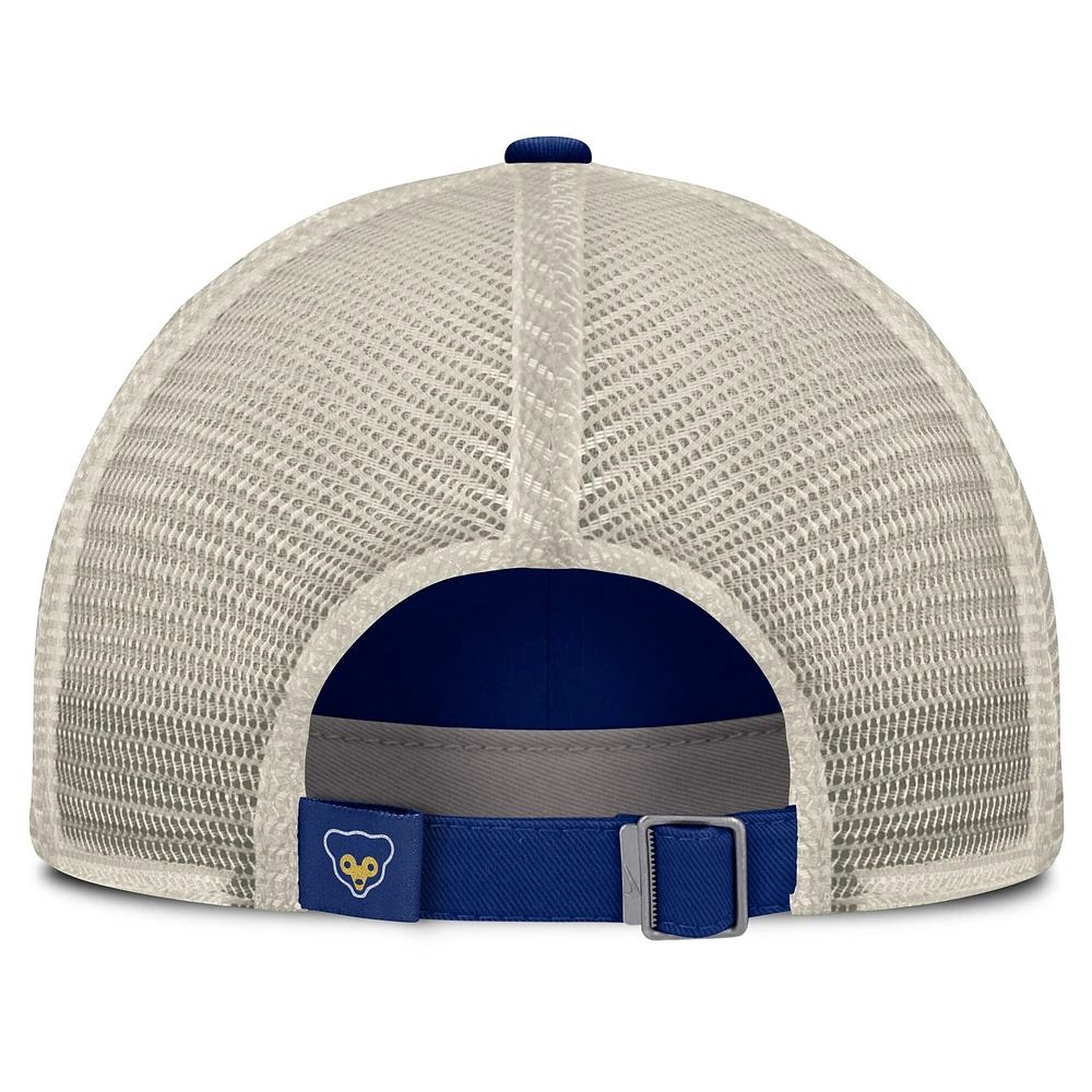 Casquette ajustable Nike Royal/Natural Chicago Cubs Cooperstown Collection Club Trucker pour homme