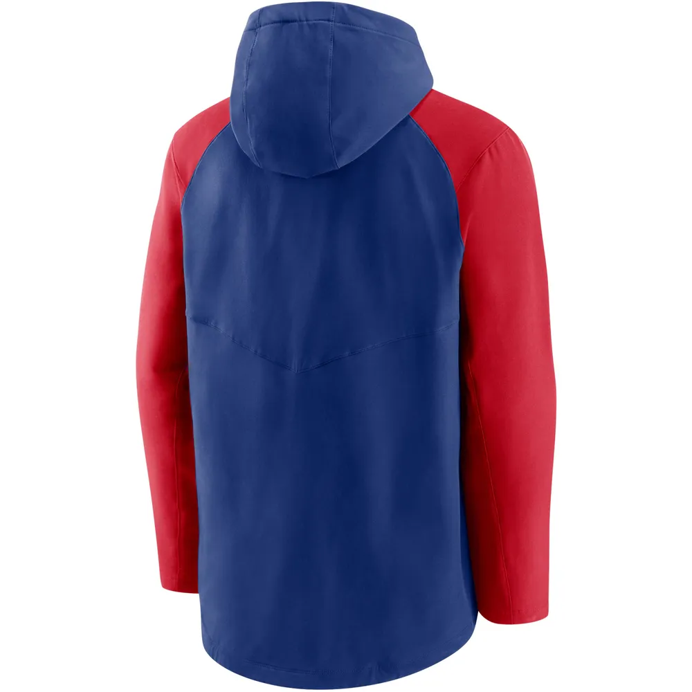 Sweat à capuche entièrement zippé Nike Royal/Rouge Chicago Cubs Authentic Collection Performance Raglan pour homme