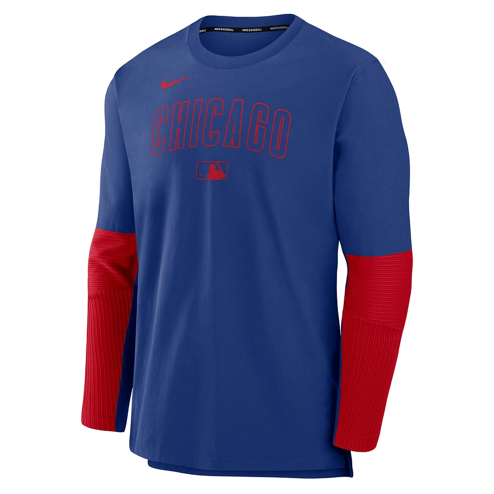 Men's Nike Royal/Red Chicago Cubs Authentic Collection Player Lightweight Performance Long Sleeve Top