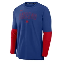 Men's Nike Royal/Red Chicago Cubs Authentic Collection Player Lightweight Performance Long Sleeve Top