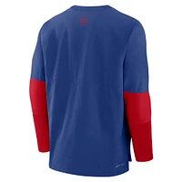 Men's Nike Royal/Red Chicago Cubs Authentic Collection Player Lightweight Performance Long Sleeve Top