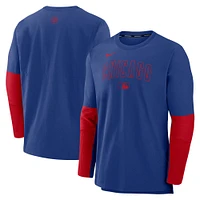 Men's Nike Royal/Red Chicago Cubs Authentic Collection Player Lightweight Performance Long Sleeve Top