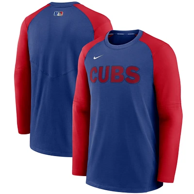 Sweat-shirt à enfiler raglan Nike Royal/Rouge Chicago Cubs Authentic Collection pour homme