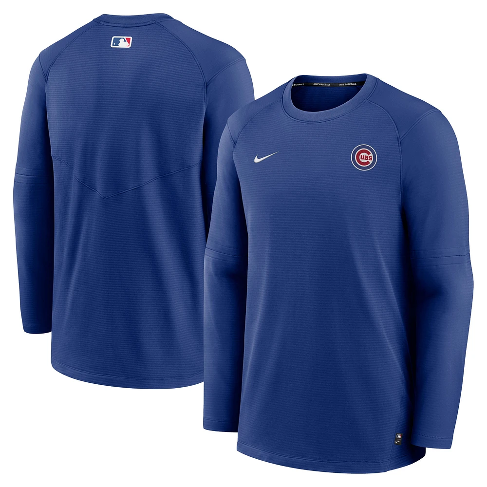 T-shirt à manches longues avec logo Nike Royal Chicago Cubs Authentic Collection pour homme