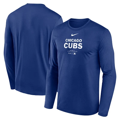 T-shirt à manches longues Nike Royal Chicago Cubs Authentic Collection Practice Performance pour homme