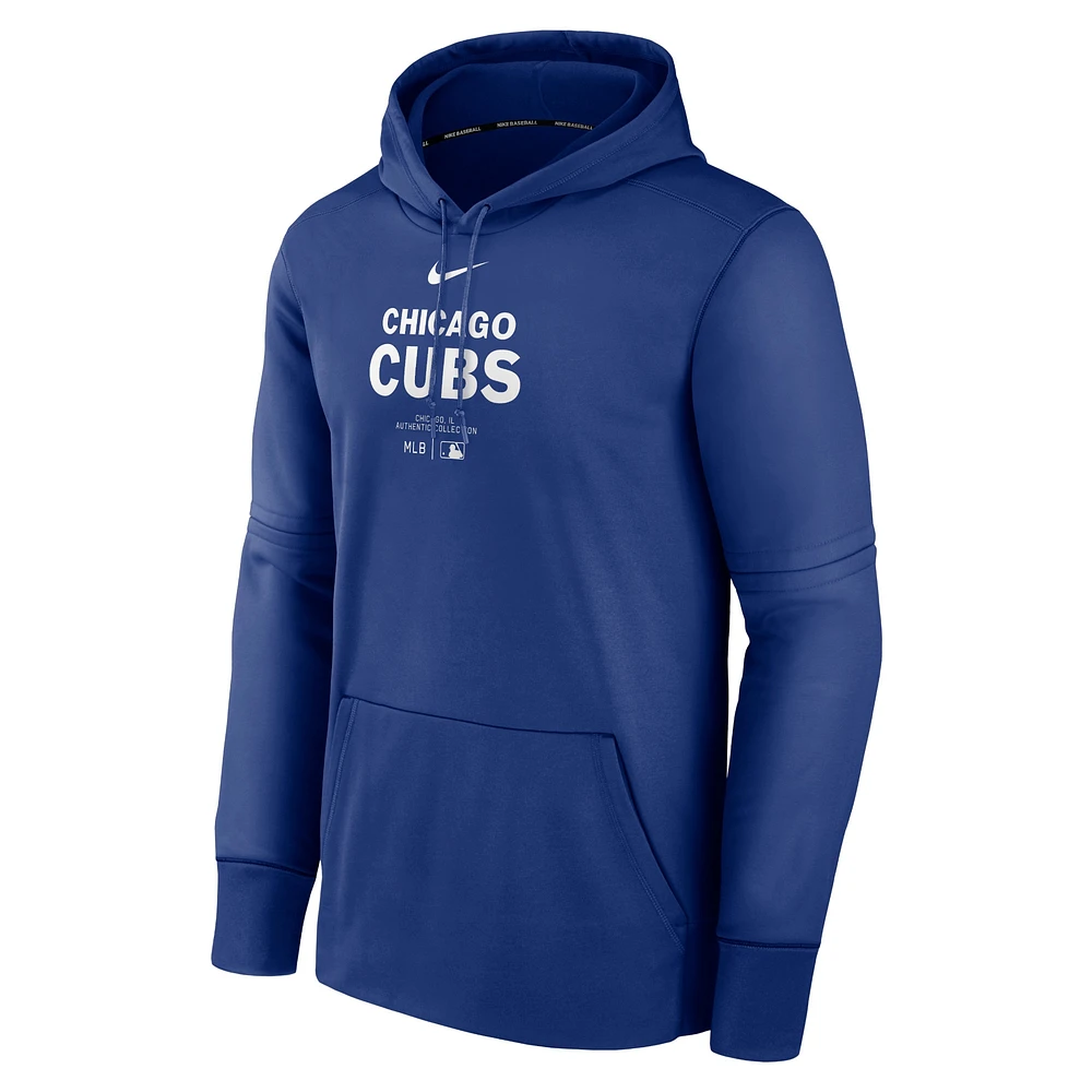 Sweat à capuche Nike Royal Chicago Cubs Authentic Collection Practice Performance pour homme