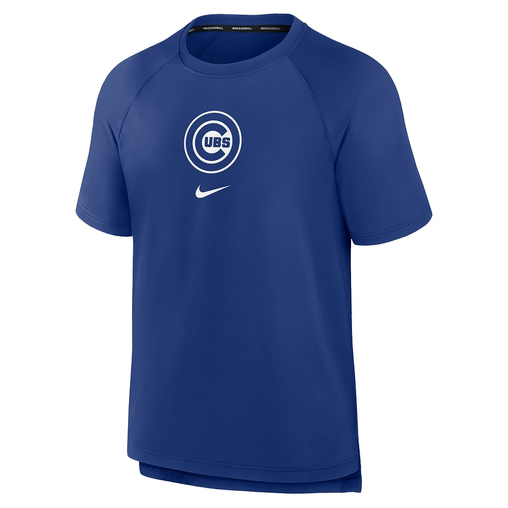 T-shirt Nike Royal Chicago Cubs Authentic Collection Avant-match Performance Raglan pour homme