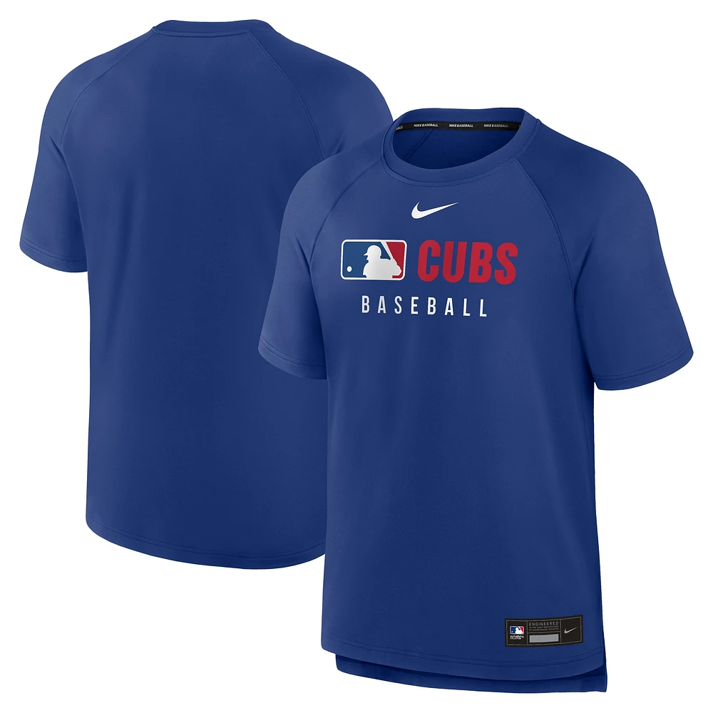 Men's Nike Royal Chicago Cubs Authentic Collection Pregame Raglan Performance T-Shirt