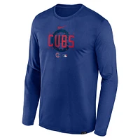 T-shirt à manches longues Nike Royal Chicago Cubs Authentic Collection Team Logo Legend Performance pour homme